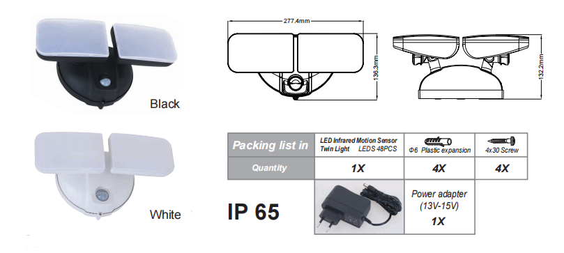 PD-2P-A LED Dual cahya sumber: Panjenengan wali wengi pinter