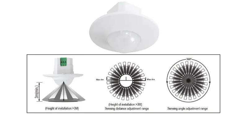 PDLUX Bukak Sensor PIR PD-PIR200A kanggo Deteksi Gerakan Langit-langit 360°