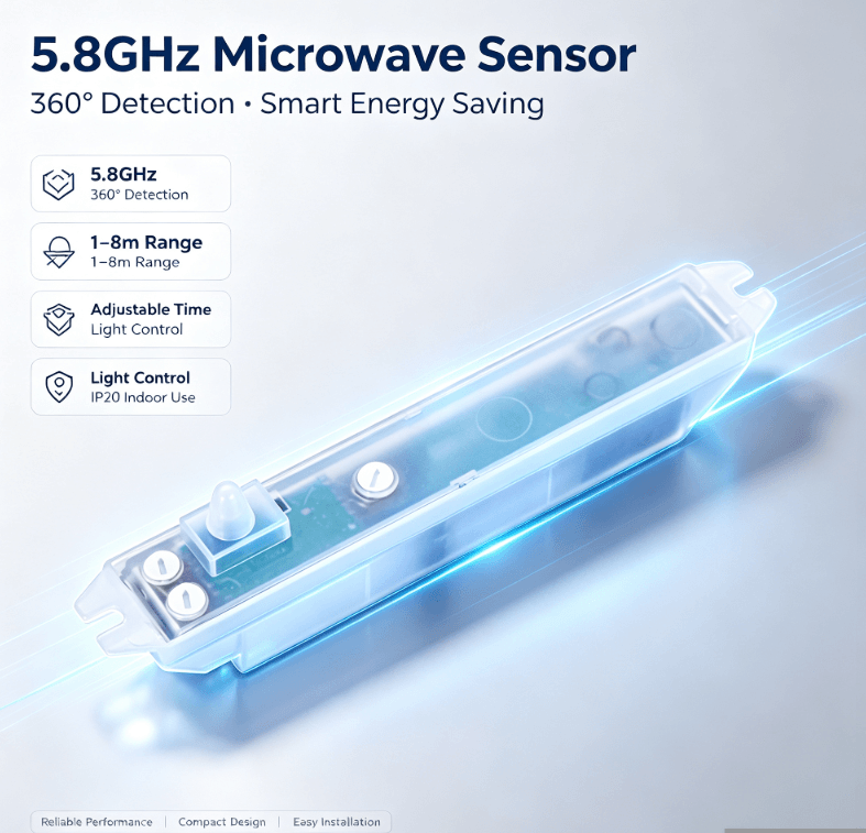 PD-MV1020 5.8GHz Microwave Sensor | Instal sing Didhelikake, Pemicu Kurang Palsu kanggo Cahya